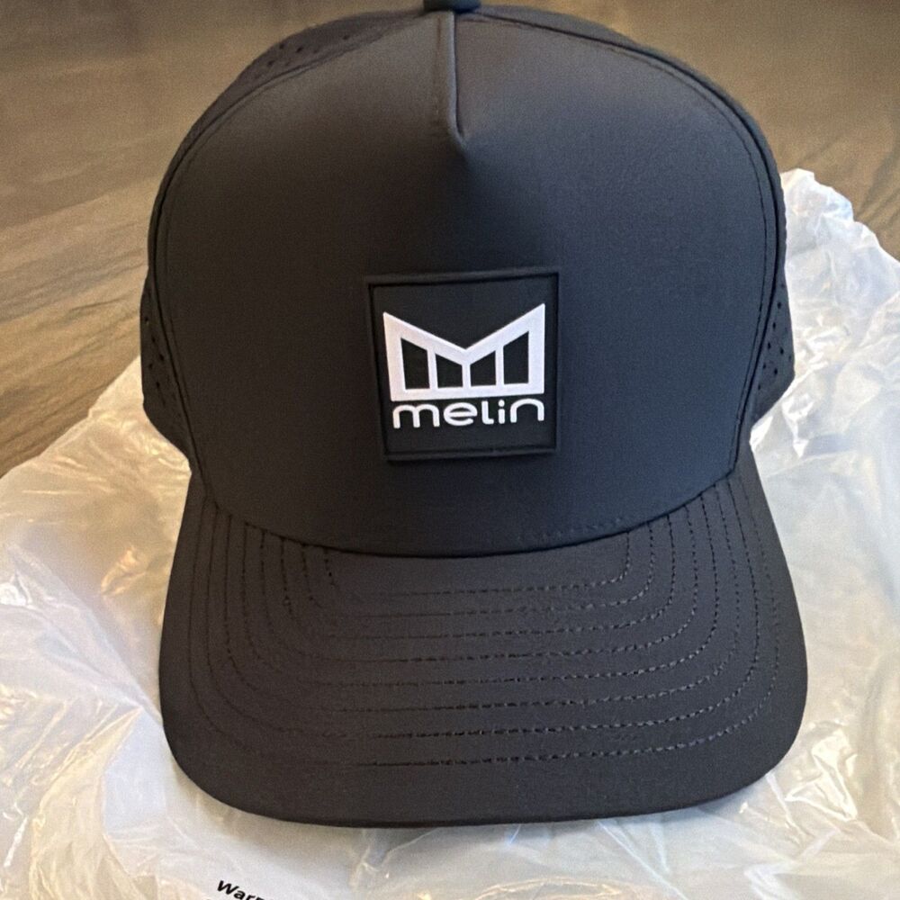 MELIN Hydro Odyssey Stacked Brick OSFM Black Snapback Hat Baseball Cap NWT